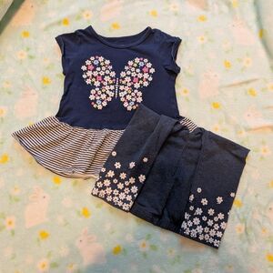 First Impressions Toddler Navy Floral Butterfly Top Leggings 18 Month Set